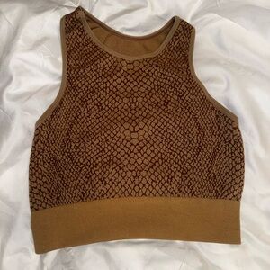 Brown Patterned Sports Bra